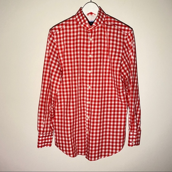 Kent & Curwen Red Gingham Button Down Shirt Size Small - Picture 1 of 7